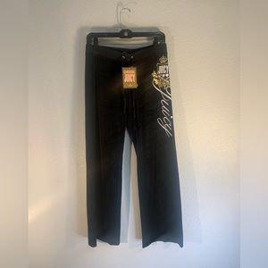 JUICY COUTURE Black Velvet Sweatpants/ Joggers Iconic & Stylish Y2K Design 🖤✨